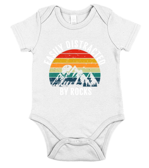Easily Distracted By Rocks Collecting Lovers Retro Short Sleeve Baby One-Piece