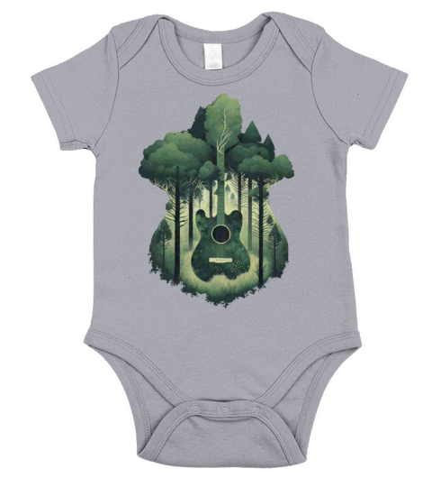 Guitar Forest Tree Growing From the Guitar Short Sleeve Baby One-Piece