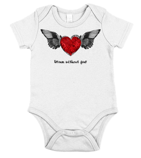heart with wings and love quote Short Sleeve Baby One-Piece