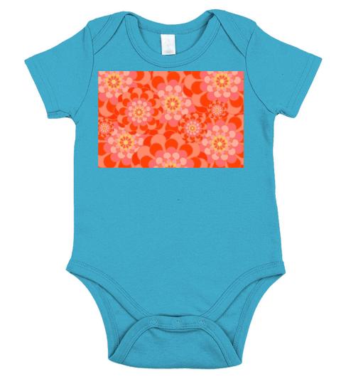 orange floral Short Sleeve Baby One-Piece