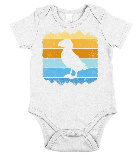 Puffin Bird Seabird Retro Vintage Puffins Short Sleeve Baby One-Piece