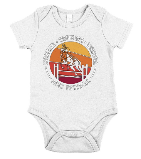 Show Jumping Cross Rail Triple Bar Retro Horses Short Sleeve Baby One-Piece