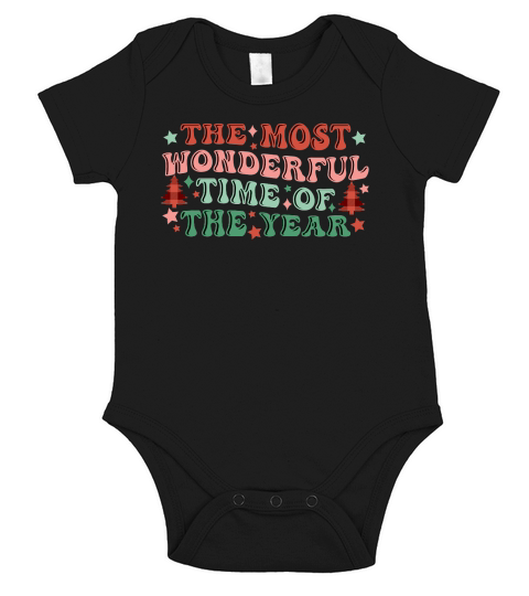 The Most Wonderful Time Of The Year Retro Christmas For Women Cute Christmas Short Sleeve Baby One-Piece
