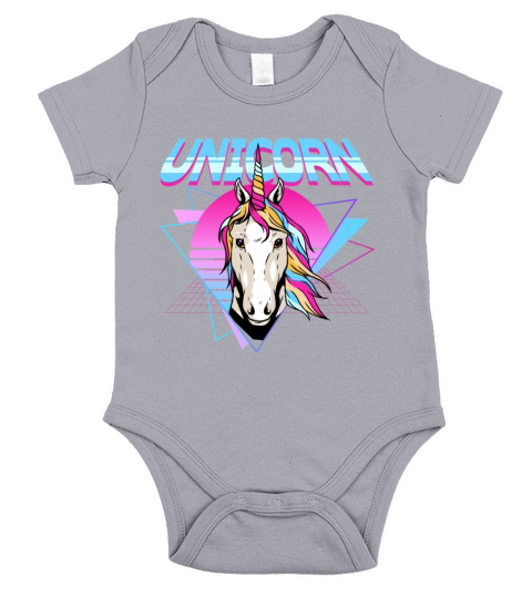 Unicorn Retro 80s Aesthetic Vaporwave Synthwave Short Sleeve Baby One-Piece