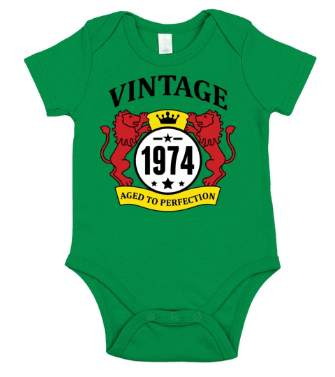 Vintage 1974 Aged to Perfection Short Sleeve Baby One-Piece
