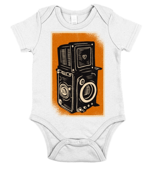 Vintage Black White Camera Short Sleeve Baby One-Piece