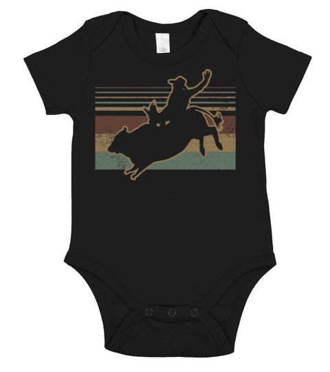 Vintage Retro Cowboy Rodeo Bullriding Design Short Sleeve Baby One-Piece