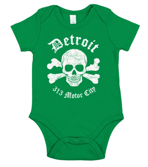 Vintage Retro Detroit 313 Motor City Skull Detroit Short Sleeve Baby One-Piece