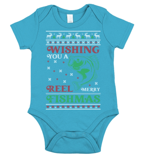 Wishing You A Reel Merry Fishmas Short Sleeve Baby One-Piece