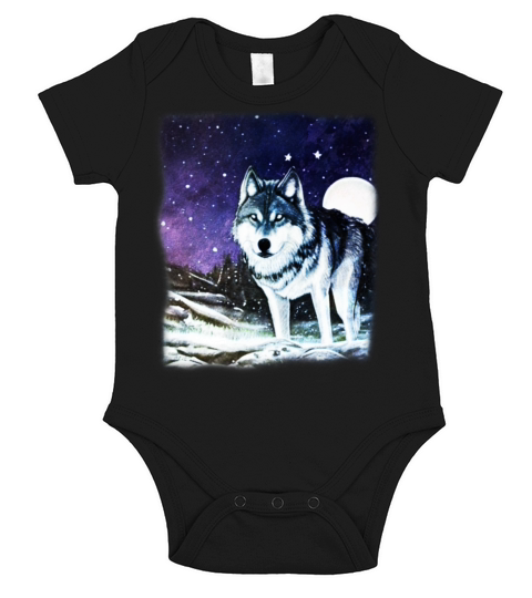 Wolf artwork design predator face imprint Short Sleeve Baby One-Piece