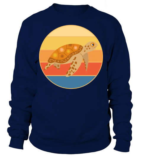 Cute Turtle Vintage Retro Sunset Marine Animal Sweatshirt Unisex