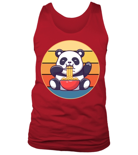 Cute Panda Eating Ramen Vintage Retro Sunset Tank Top Unisex