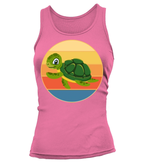 Cute Turtle Vintage Retro Sunset Marine Animal Tank top Woman