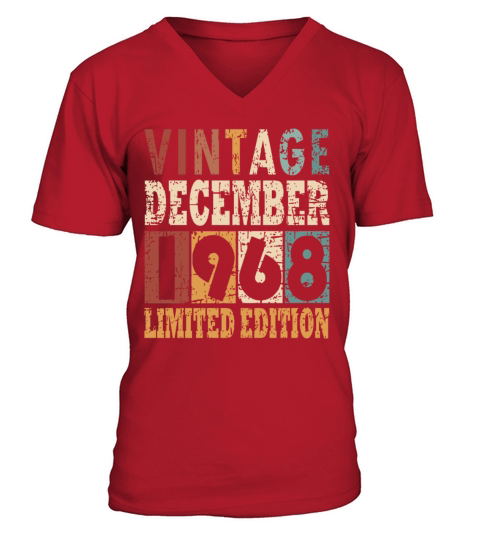 1968 December vintage birthday V-Neck T-shirt