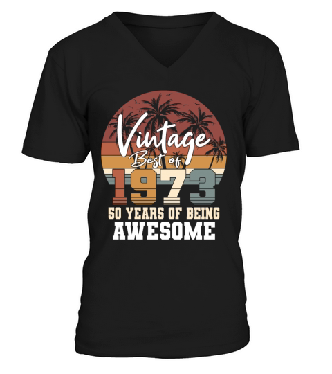 50th birthday vintage 1973 best of 1973 V-Neck T-shirt