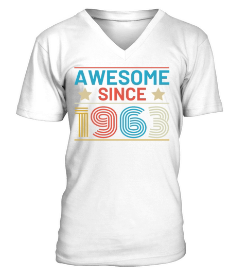 60th Birthday Vintage 1963 Retro Awesome V-Neck T-shirt