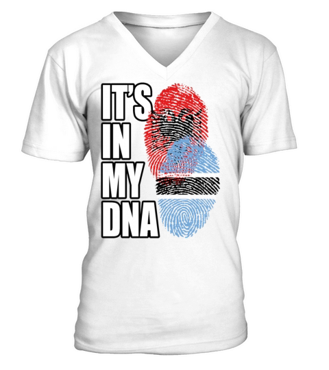 Botswana And Albanian Mix Heritage DNA Flag V-Neck T-shirt