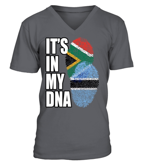 Botswana And South African Mix Heritage DNA Flag V-Neck T-shirt