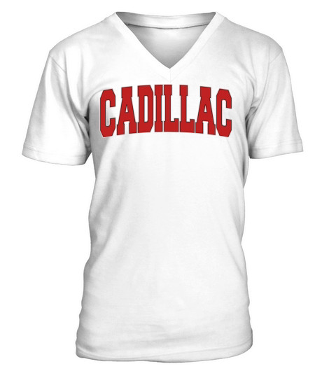 Cadillac Mi Michigan Varsity Style Usa Vintage Spo V-Neck T-shirt
