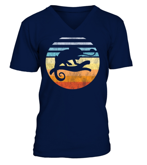 Chameleon Retro Vintage Sunset V-Neck T-shirt
