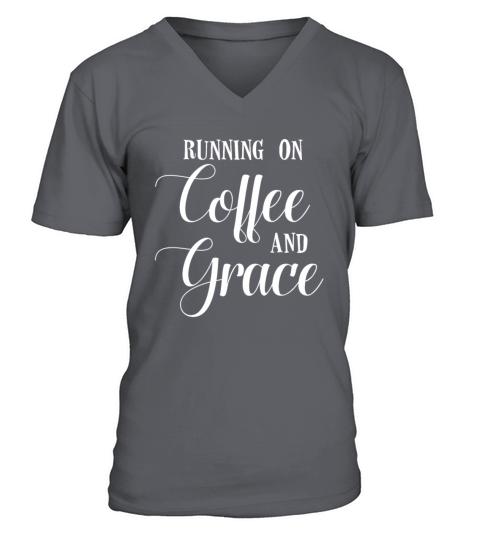 Coffee And Grace Coffee Lover Christian V-Neck T-shirt