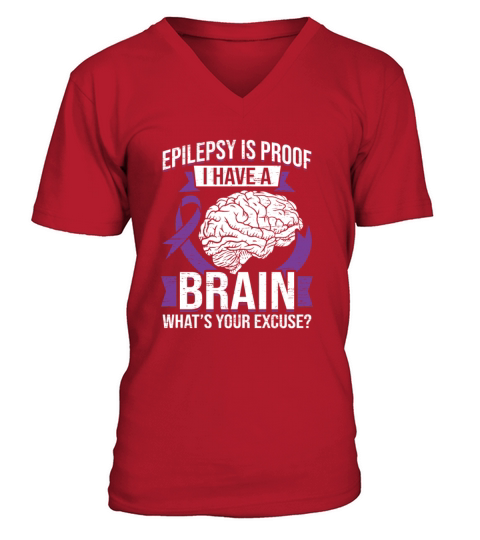 Epilepsy Brain Purple Ribbon Epileptic Epilepsy V-Neck T-shirt