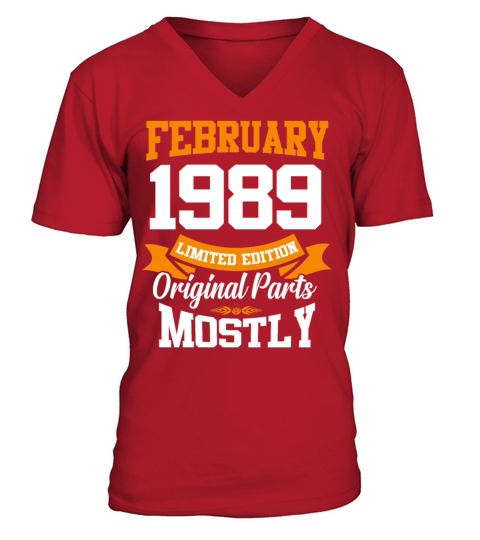 February 1989 Vintage Birthday Present V-Neck T-shirt