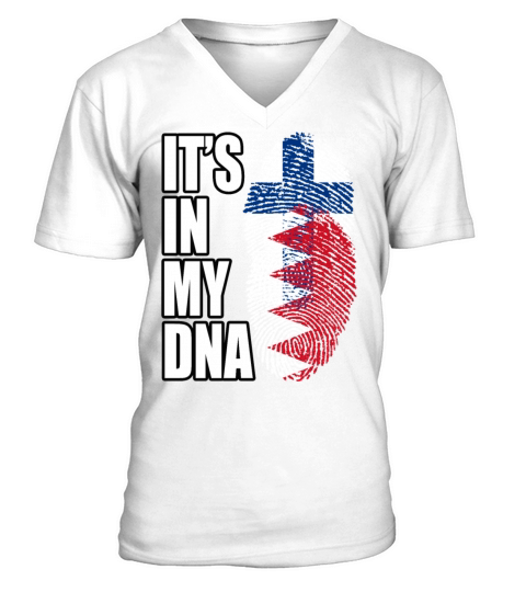 Finland And Bahraini Mix Heritage DNA Flag V-Neck T-shirt