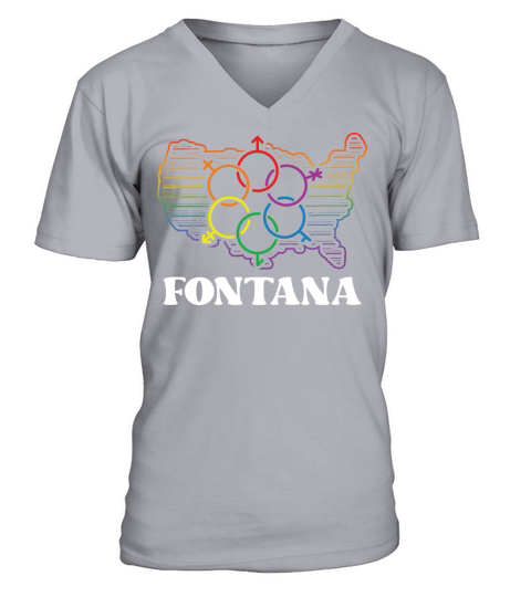 Fontana Pride Flag Pride Month LGBTQ Flag LGBT Com V-Neck T-shirt