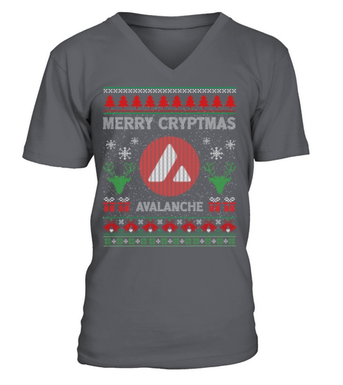 Merry Cryptmas Christmas Avalanche AVAX Coin HODL V-Neck T-shirt