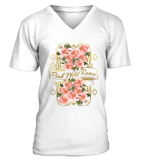 Pink Wild Roses-Vintage V-Neck T-shirt