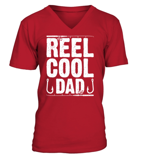 Reel Cool Dad Fishing Vintage Fathers Day Fishing V-Neck T-shirt