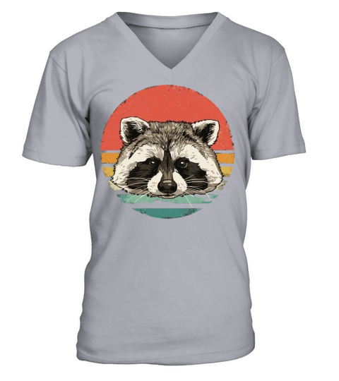 Retro Vintage Raccoon Lover 70S Men Women Kids V-Neck T-shirt