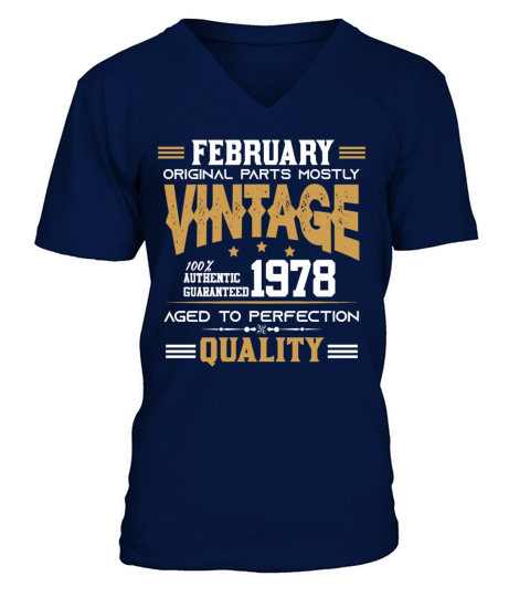Vintage Aged To Perfection February 1978 V-Neck T-shirt