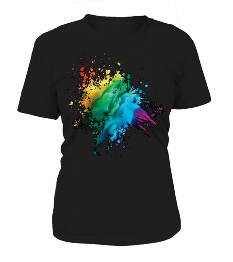 Colorful Rainbow Paint Splatter With Smoke And Fog Women's T-Shirt
