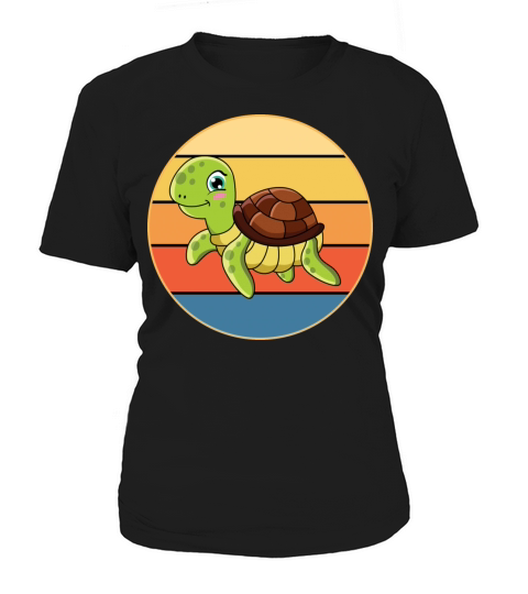 Cute Turtle Vintage Retro Sunset Marine Animal Women's T-Shirt