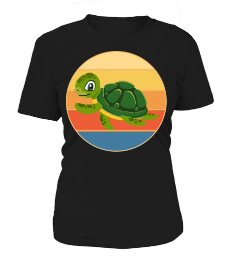 Cute Turtle Vintage Retro Sunset Marine Animal Women's T-Shirt