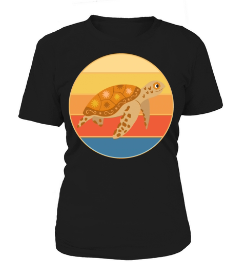 Cute Turtle Vintage Retro Sunset Marine Animal Women's T-Shirt
