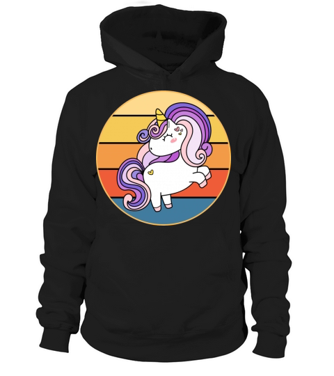 Cute Kawaii Unicorn Retro Sunset Vintage Hoodie Unisex