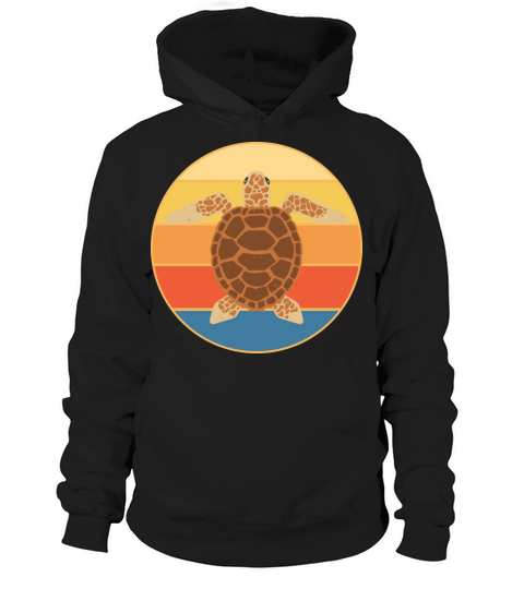 Cute Turtle Vintage Retro Sunset Marine Animal Hoodie Unisex