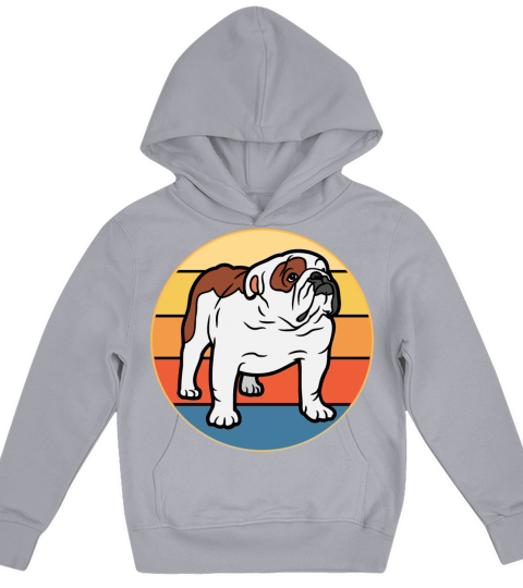 Bulldog Dog Breed Vintage Retro Sunset Kids Hoodie
