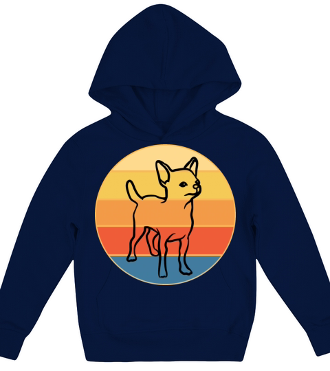 Cute Chihuahua Dog Breed Vintage Retro Sunset Kids Hoodie