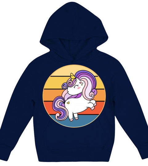 Cute Kawaii Unicorn Retro Sunset Vintage Kids Hoodie