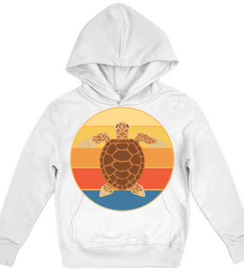 Cute Turtle Vintage Retro Sunset Marine Animal Kids Hoodie
