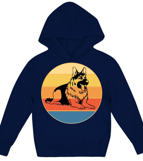 German Shepherd Dog Breed Vintage Retro Sunset Kids Hoodie