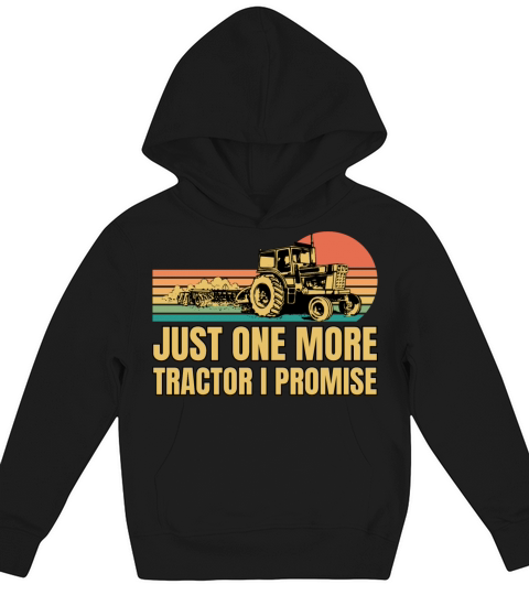 Retro Vintage Just One More Tractor I Promise Gag Kids Hoodie