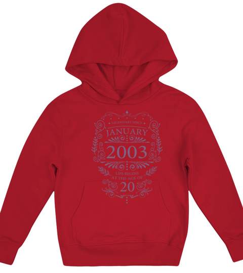 Sayings for the 20th birthday January 2003 Kids Hoodie