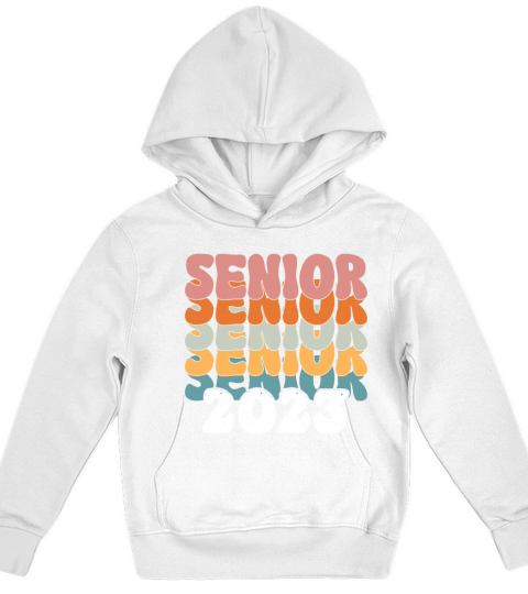 SENIOR 2023 VINTAGE GROOVY HIPPIE COLORFUL RETRO C Kids Hoodie