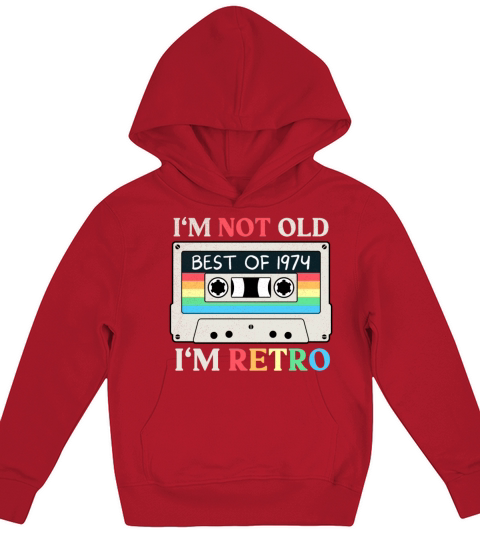 Vintage 1974 Cassette Retro Birthday Kids Hoodie