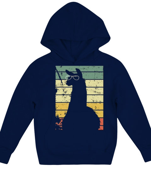 Vintage Llama Retro Colorful Alpaca Kids Hoodie